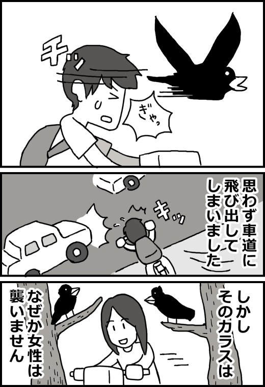 札幌でカラスに襲われる漫画